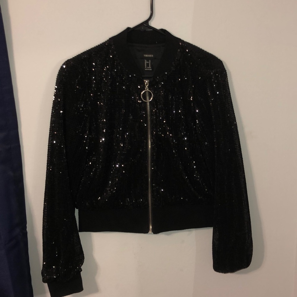 FOREVER 21 sparkle bomber jacket (NEVER WORN)